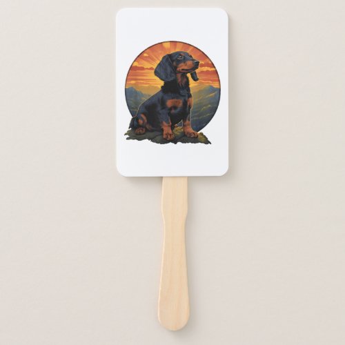 Long Haired Dachshund pet lover retro vintage Hand Fan