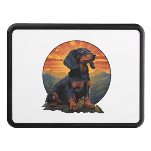 Long Haired Dachshund pet lover retro vintage Hitch Cover