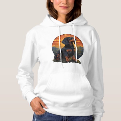 Long Haired Dachshund pet lover retro vintage Hoodie