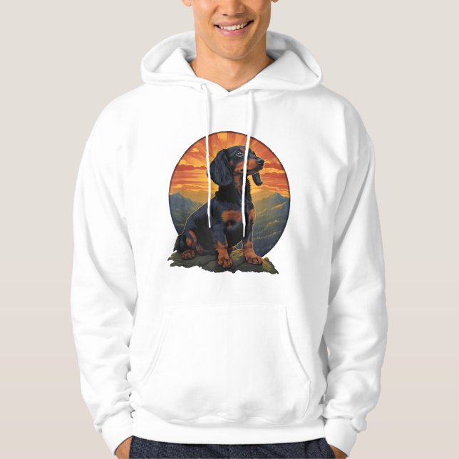 Long Haired Dachshund pet lover retro vintage Hoodie (Front)