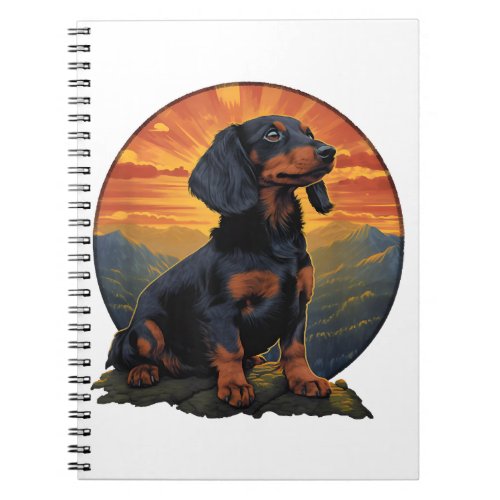 Long Haired Dachshund pet lover retro vintage Notebook