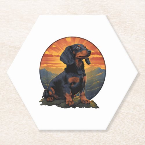 Long Haired Dachshund pet lover retro vintage Paper Coaster