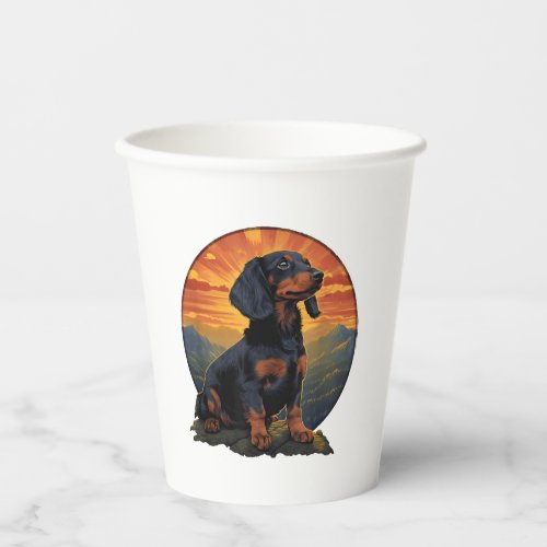 Long Haired Dachshund pet lover retro vintage Paper Cups