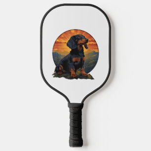 Long Haired Dachshund pet lover retro vintage Pickleball Paddle