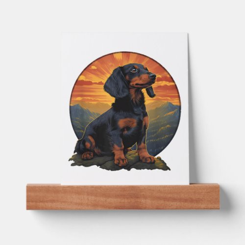 Long Haired Dachshund pet lover retro vintage Picture Ledge
