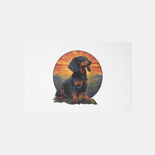 Long Haired Dachshund pet lover retro vintage Rug
