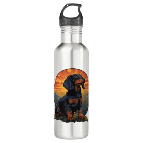 Long Haired Dachshund pet lover retro vintage Stainless Steel Water Bottle