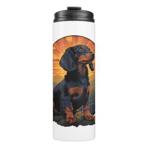 Long Haired Dachshund pet lover retro vintage Thermal Tumbler
