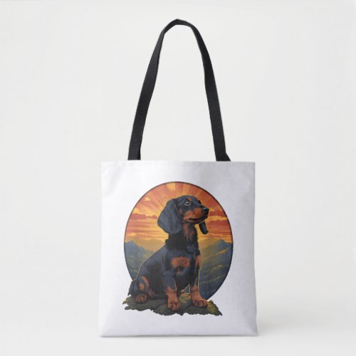 Long Haired Dachshund pet lover retro vintage Tote Bag