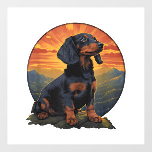 Long Haired Dachshund pet lover retro vintage Wall Decal