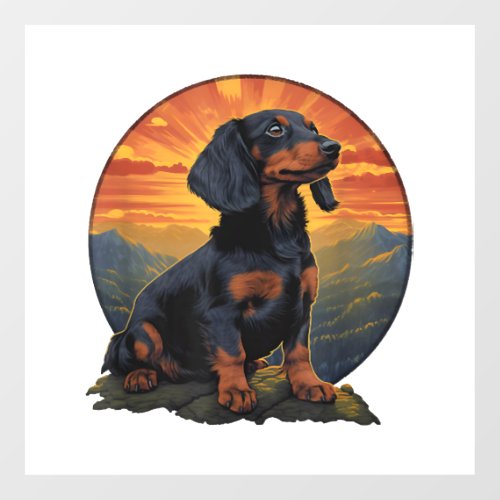 Long Haired Dachshund pet lover retro vintage Wall Decal