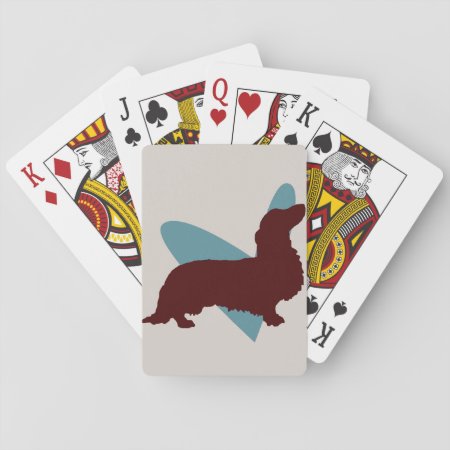 Long-haired Dachshund Playing Cards