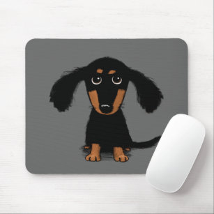 Long Haired Dachshund Puppy Cute Dog Cartoon Mouse Pad