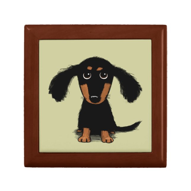 Long Haired Dachshund Puppy Keepsake Box (Front)