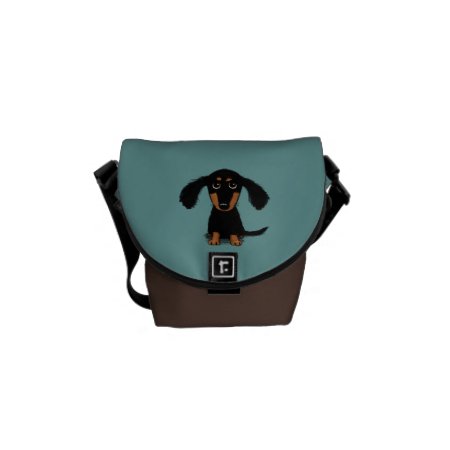 Long Haired Dachshund Puppy Messenger Bag