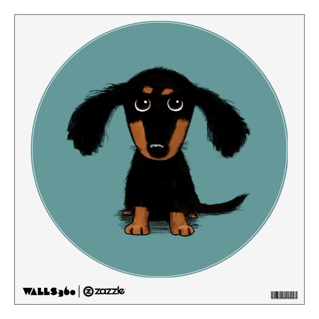 Long Haired Dachshund Puppy Wall Decal (Front)