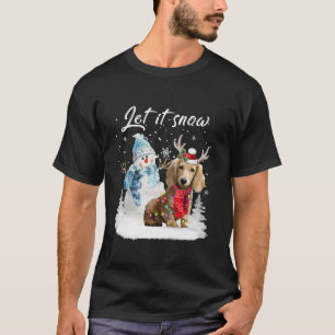 Long Haired Dachshund Santa Dog Christmas Snowman T-Shirt