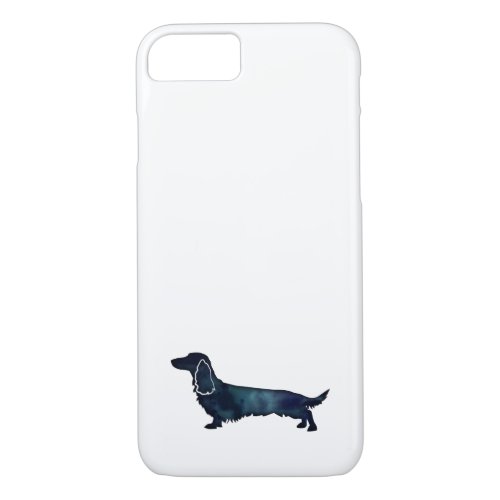 Long Haired Dachshund Silhouette Black Watercolor iPhone 87 Case