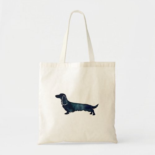 Long Haired Dachshund Silhouette Black Watercolor Tote Bag