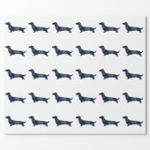 Long Haired Dachshund Silhouette Black Watercolor Wrapping Paper (Flat)