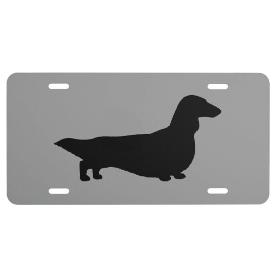 long haired dachshund silhouette license plate zazzle com