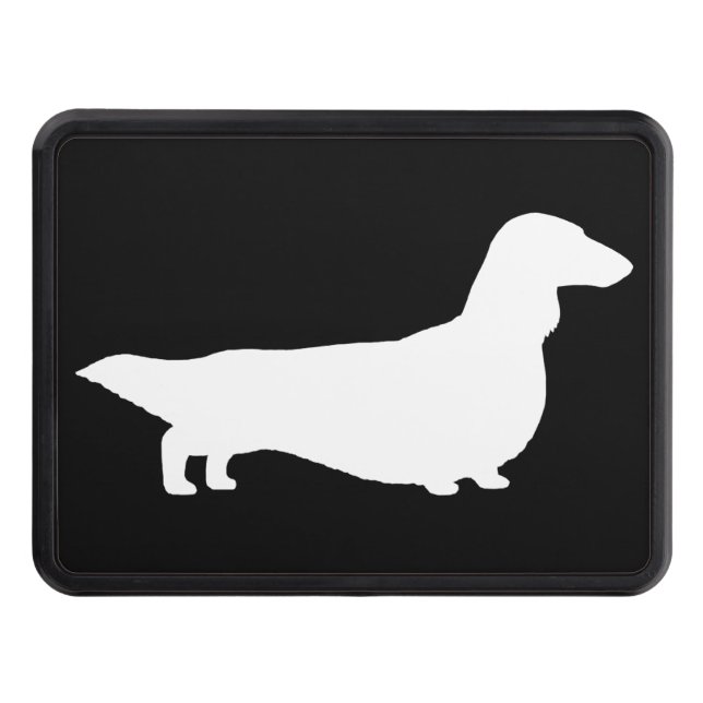 Long Haired Dachshund Silhouette Trailer Hitch Cover (Front)