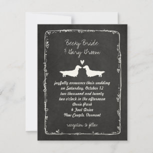 Long Haired Dachshund Silhouettes Wedding Invitation