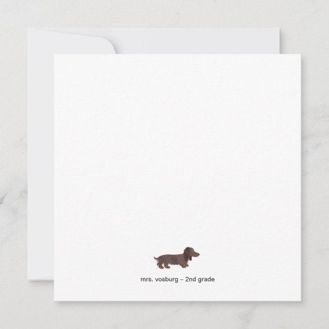 Long-haired Dachshund Watercolor Flat Note Card (Front)