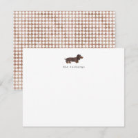 Long-haired Dachshund Watercolor Flat Note Card