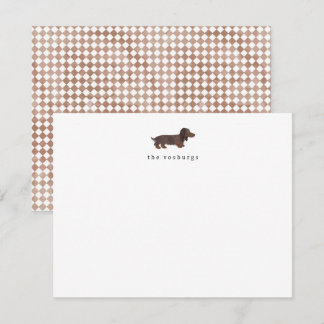 Long-haired Dachshund Watercolor Flat Note Card