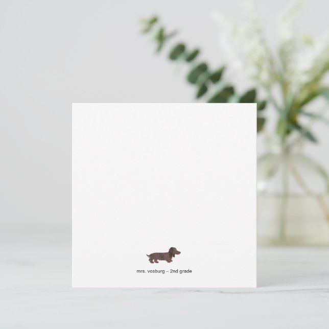 Long-haired Dachshund Watercolor Flat Note Card (Standing Front)