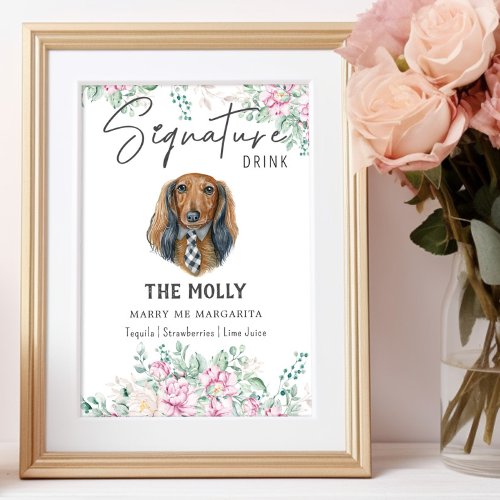 Long Haired Dachshund Wedding Signature Drink Sign