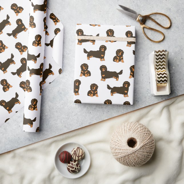 Long-haired Dachshund Wrapping Paper (Crafts)