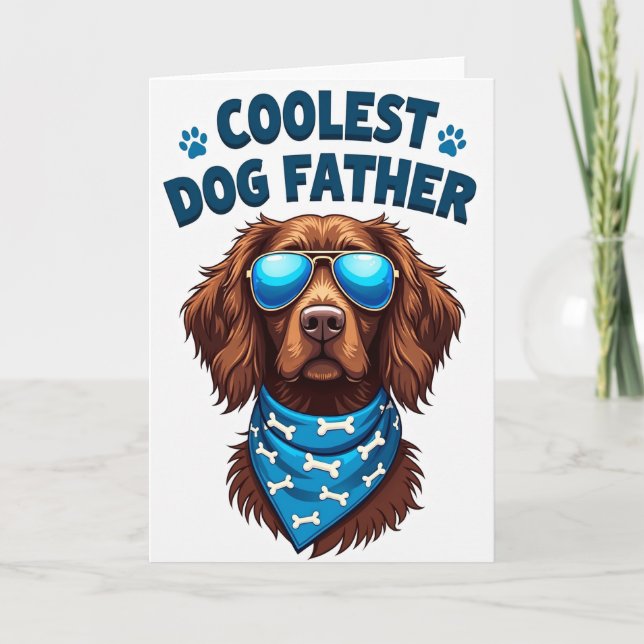 Long Haired Dog Fathers Day Card (Front)