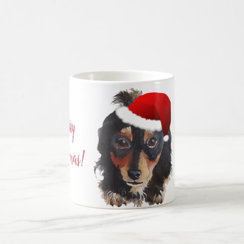  Long Haired Doxie Santa Hat Coffee Mug