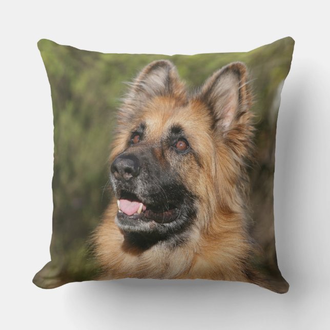 Long Haired German Shepherd 1 Throw Pillow (Front)