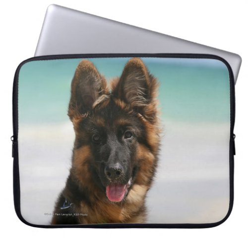 Long Haired German Shepherd Beach Laptop Sleeve