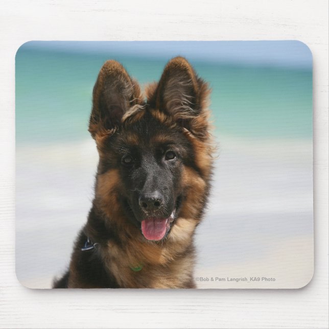 Long Haired German Shepherd Beach Mouse Pad (Front)