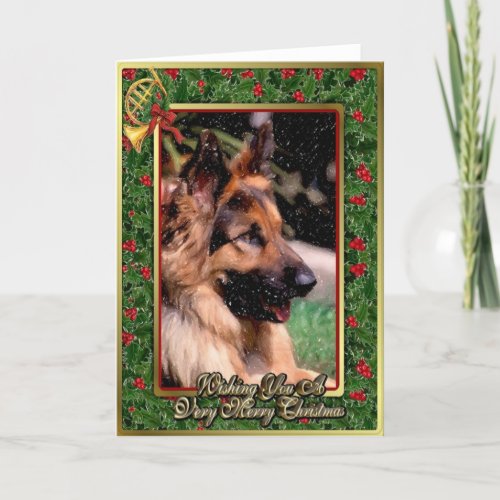 Long Haired German Shepherd Dog Christmas Card