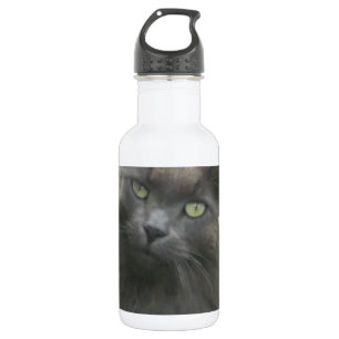 Long Haired Gray Russian Blue Cat Water Bottle
