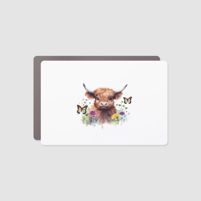 Long Haired Highland Baby Cow Classic T-Shirt Car Magnet (Front)