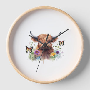 Long Haired Highland Baby Cow Classic T-Shirt Clock