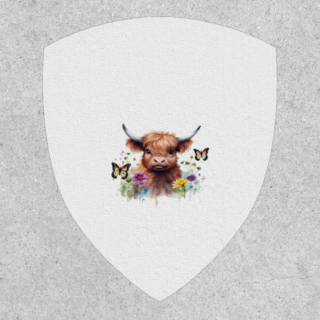 Long Haired Highland Baby Cow Classic T-Shirt Patch (Front)