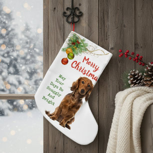 Long-Haired Love Dachshund  Small Christmas Stocking