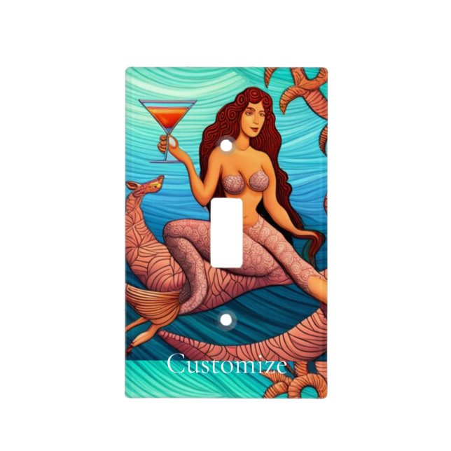Long-haired Martini Mermaid Thunder_Cove  Light Switch Cover (Front)