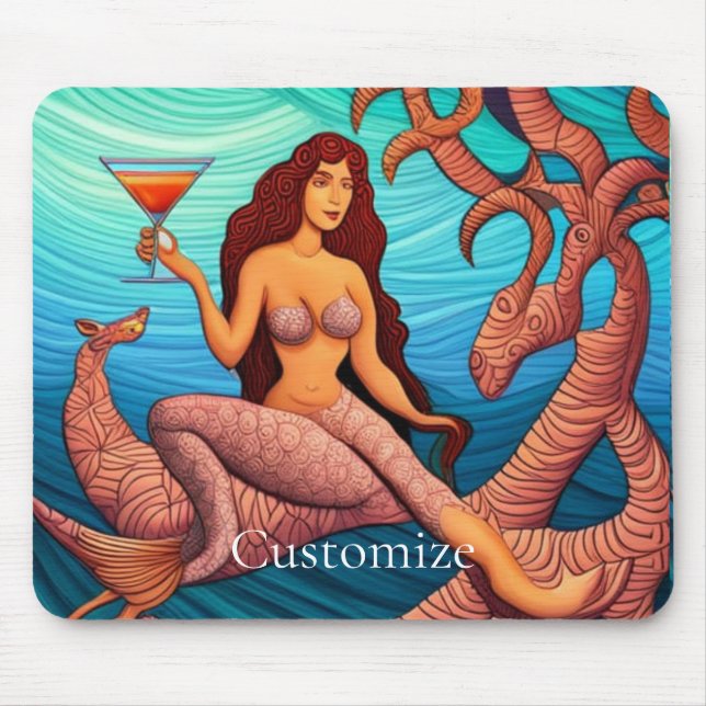Long-haired Martini Mermaid Thunder_Cove  Mouse Pad (Front)