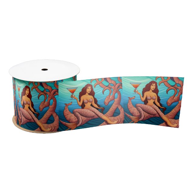 Long-haired Martini Mermaid Thunder_Cove  Satin Ribbon (Spool)