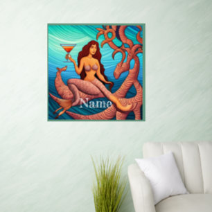 Long-haired Martini Mermaid Thunder_Cove Wall Decal