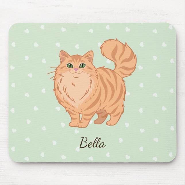 Long Haired Orange Tabby Cat Personalized Mouse Pad (Front)