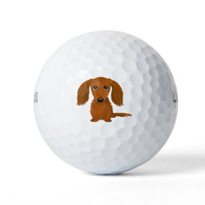 Long Haired Red Dachshund | Cute Doxie Cartoon Dog Golf Balls